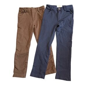 Hadas Size 4 Girl Toddler Pants Stretch Skinny Navy Brown Adjustable Fall Winter